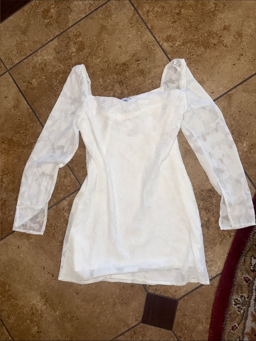 Princess Polly White Floral Lace Long Sleeve Dress